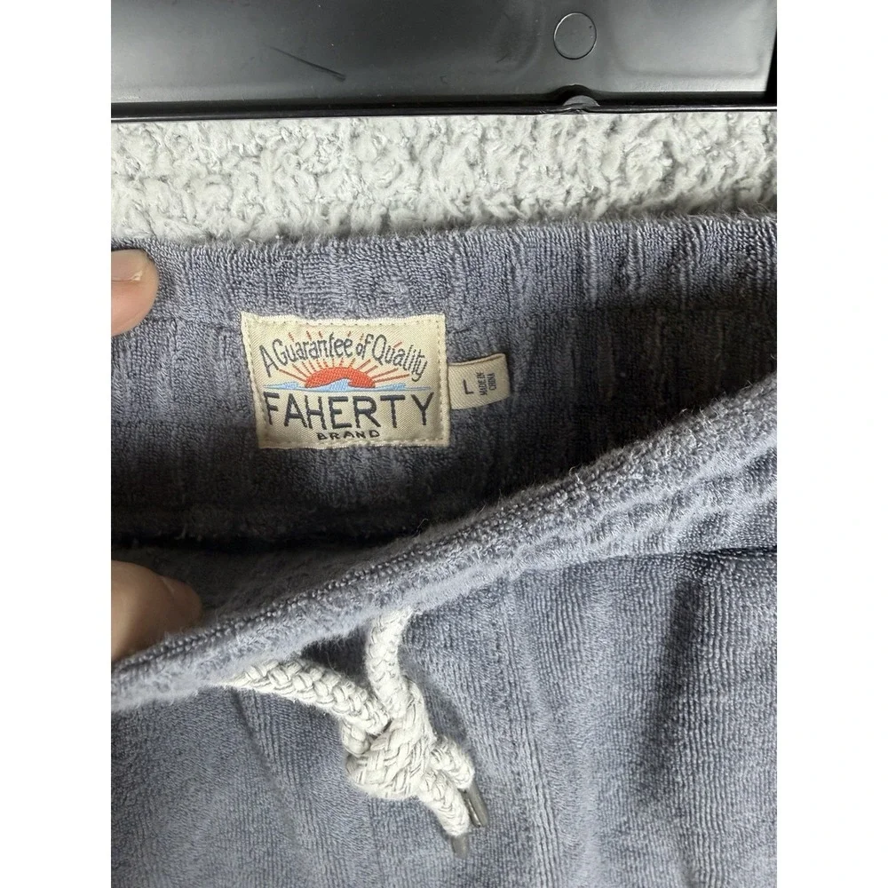 FAHERTY Cabana Towel Terry Sweat Shorts Size L Eastern Storm
